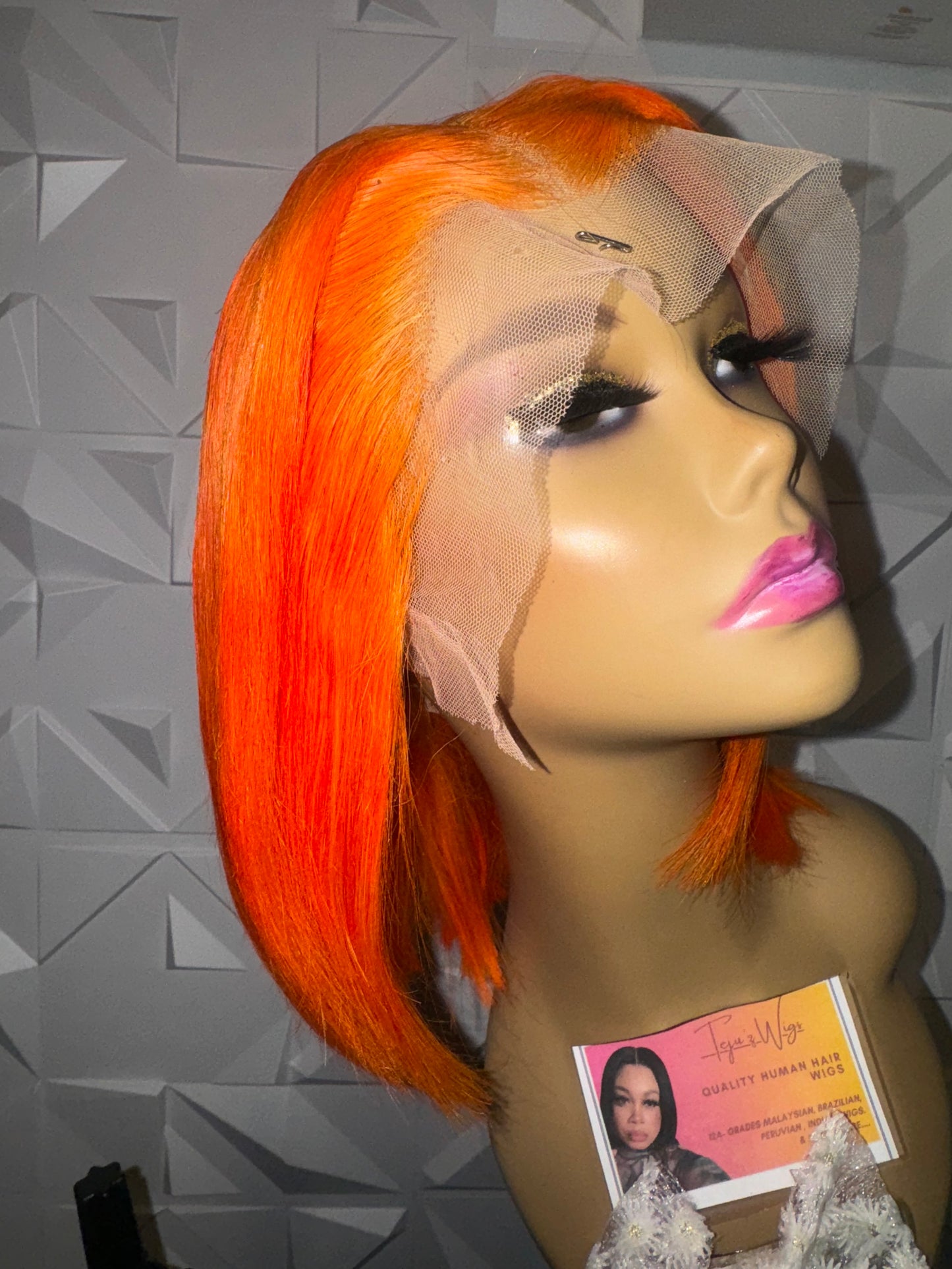 Scarlet Orange Bob Cut Wig